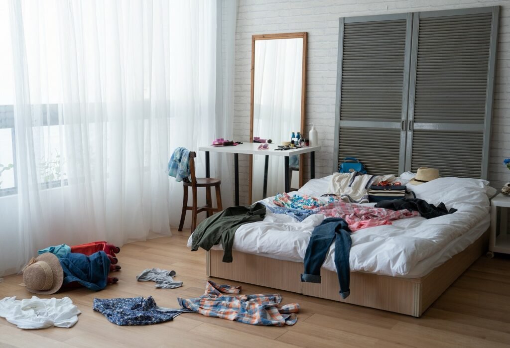A messy bedroom is a haven for spiders
