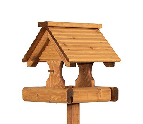 Riverside Woodcraft Rustic Timber Roof Bird Table