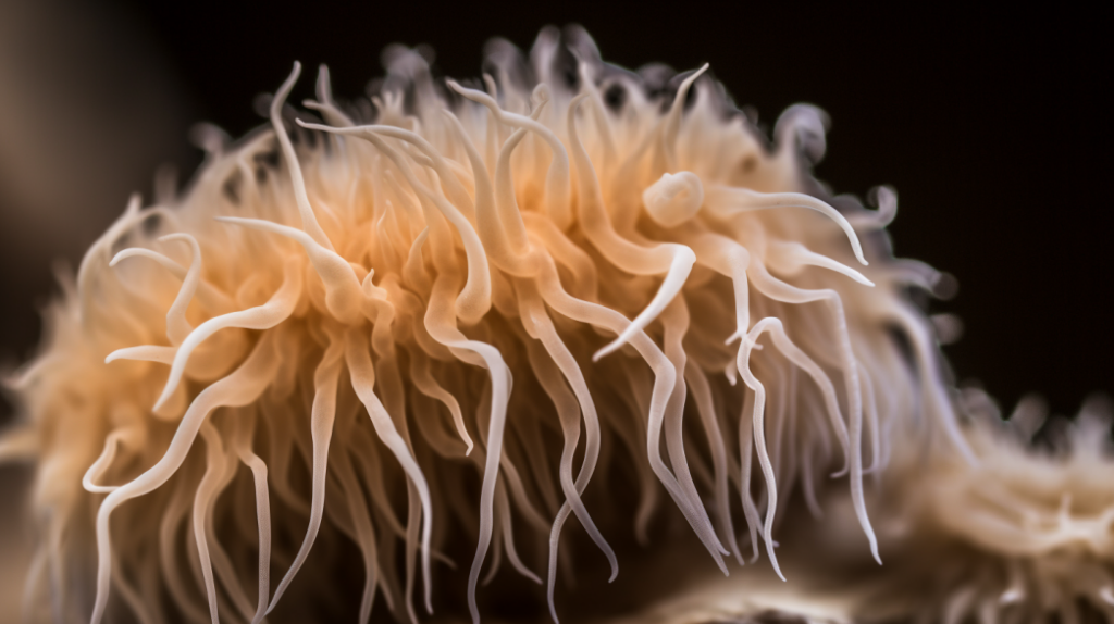 Closeup of lions mane mushroom