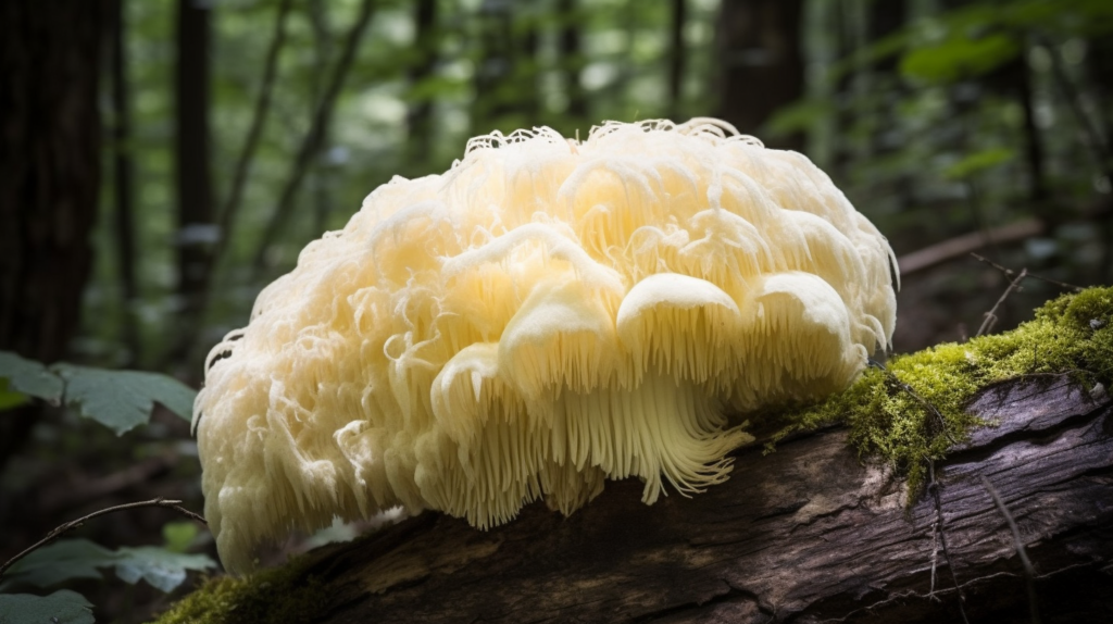 Lion's mane mushroom in the wild