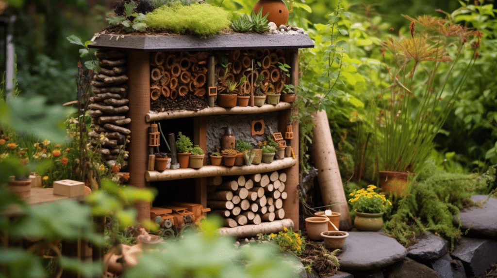 A homemade bug hotel