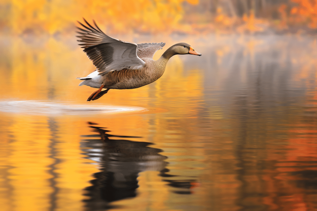 Greylag goose in flight